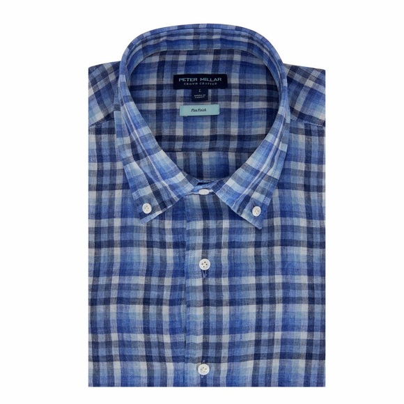 Peter Millar Other - Peter Millar Crown Crafted Bella Vue Linen Flex Finish Sport Shirt in Pearl Blue